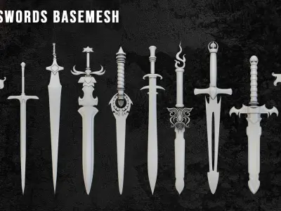 100 Medieval Sword Basemesh  -Clean Uv And Topology  Low-poly 3D model
