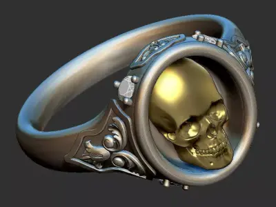 Gothic Skull Ring 3D print model