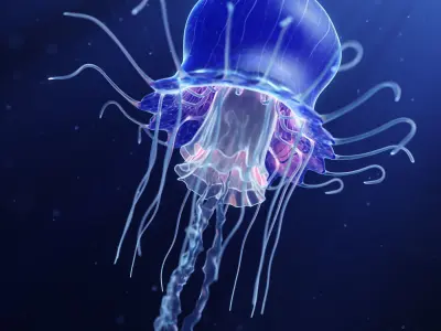 Jellyfish Realistic rigged animated 3D model