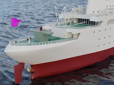 Steamer boat -3d low poly model Low-poly 3D model