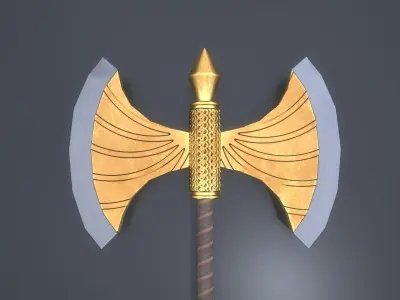 Two sided axe weapon VR AR low-poly 3D model Low-poly 3D model