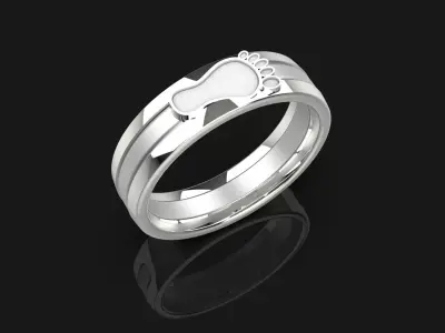3D Model- Dual-Part Baby Footprint Ring - 3D print model  3D print model