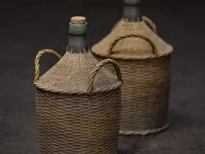 Wicker Carboy Low-poly 3D model
