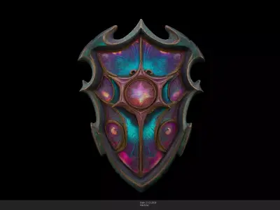 Stylized Celestial Star Shield Game Ready - AI Low-poly 3D model