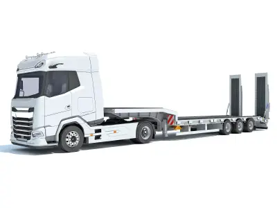 Truck with Platform Trailer 3D model buy