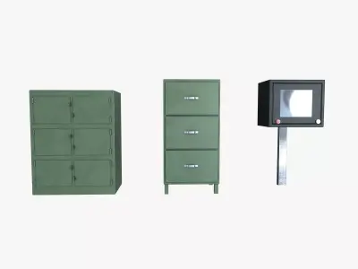 Metal Storage Locker Low-poly 3D model