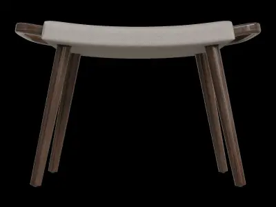 Classic Mid Century Sleek Cushioned Ottoman 3D model