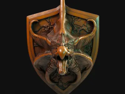 Dragon head wall trophy 3D print model