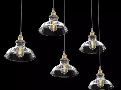 Factory Filament Clear Glass Barn Rectangular Pendant 3D model