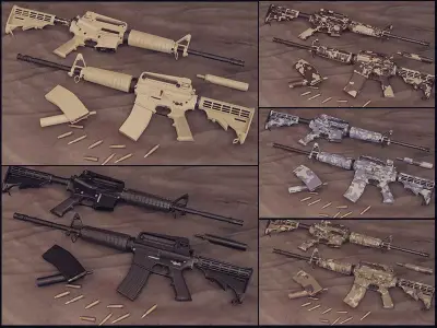 M4A1 Carbine Assault Rifle Low-poly 3D model