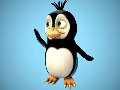 Cartoon penguin Low-poly 3D model get