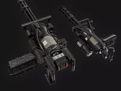 M134 Minigun  2 Types Pack Low-poly 3D model