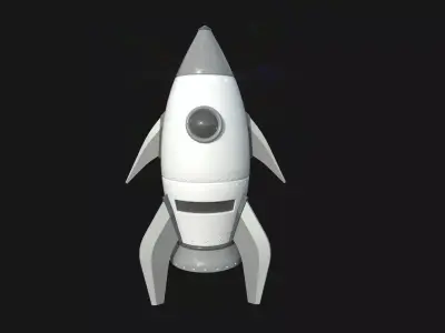 Cartoon Spaceship 06 Black White - Spacecraft Vehicle SciFi Low-poly 3D model