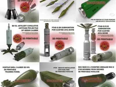 Ammunition of Russian Ukrainian war 3D printable models N1 3D Model Pack