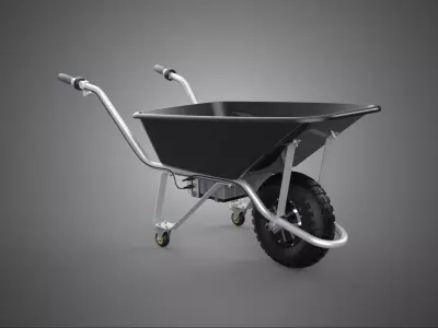 BLACK ELECTRIC CONSTRUCTION WHEELBARROW CART DOLLY BUILDING SITE 3D model