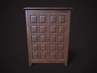 Old vintage wardrobe Low-poly 3D model