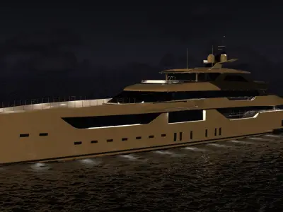 O Rea Superyacht Night Scene 3D model
