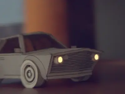 Cardboard Car Free low-poly 3D model