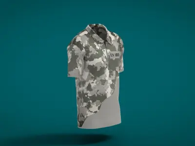 Military Outfit - T-shirt Low-poly 3D model 7