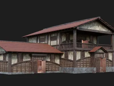Medieval House Building 4K Textures GameReady 159 Low-poly 3D model