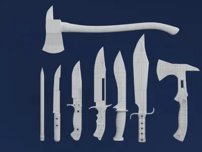 Knives Package Low-poly 3D model