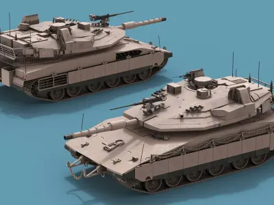 Dirty Israeli Tank Merkava 5 Beige 3D model