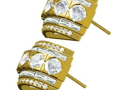 Antique Art Deco Diamond Earring 3D print model