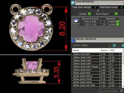 Dainty Round Halo Pendant 5mm 3D print model