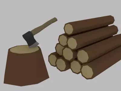  Stylized Cutting Axe  Low-poly 3D model