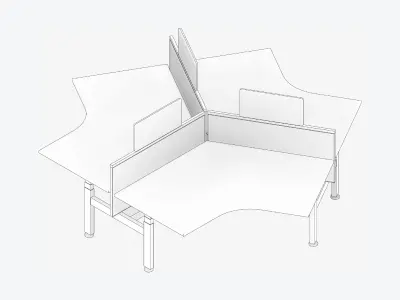 Desk - Cluster - Officetec - Angular - 120 Deg - Adjustable Low-poly 3D model