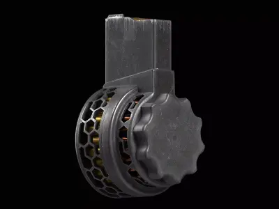 X Products X-15 50 Round Drum Skeletonized Magazine cal 223 Low-poly 3D model