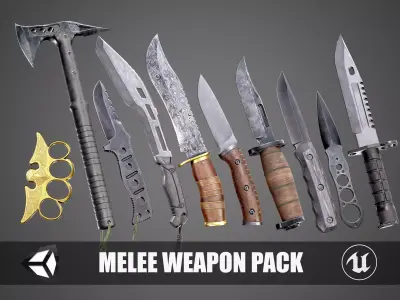 Melee Weapons Colletion AAA  PBR Game Ready Assets 3D Model Pack