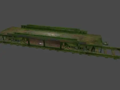 train 1 old on track Low-poly 3D model