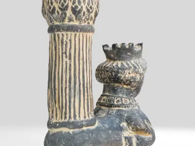 Scanned ancient female cup statue Low-poly 3D model