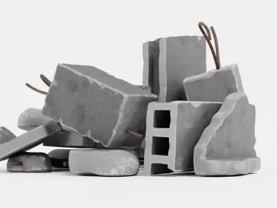 Pile of Debris V2 - Concrete Rubble Cluster 3D model