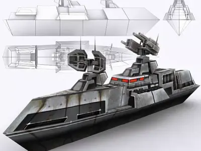 3DRT - Sci-Fi Naval Vessel Hawk  Low-poly 3D model