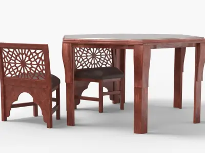 Oriental Arabesque Carved Mahogany Furniture 3D model