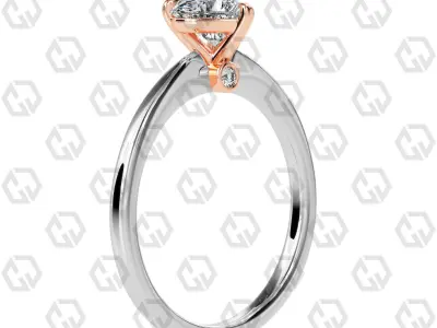 Ring 154 Heart shape with hidden signature diamond both side 3D print model