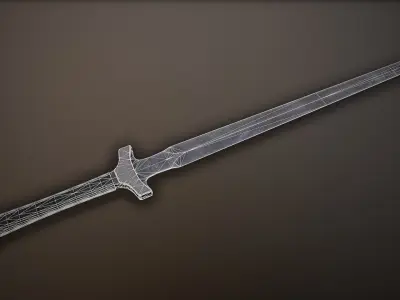 Post-Apocalyptic Bastard Sword Low-poly 3D model