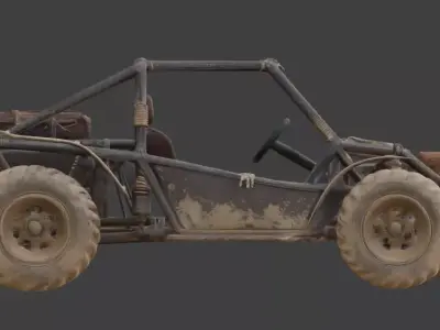 Wild West Themed Sand Buggy Asset Low-poly 3D model