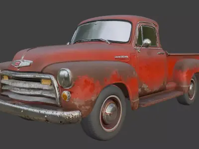 Vintage Rusty Pickup Truck 3D Model 3D model 8