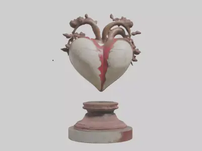 Liberated Heart statue model Low-poly 3D model