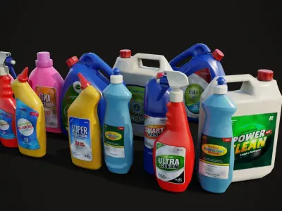 cleanning chemical bottles Low-poly 3D model