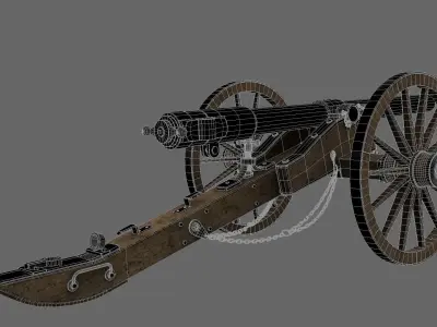 Cannon old Low-poly 3D model by yusifff