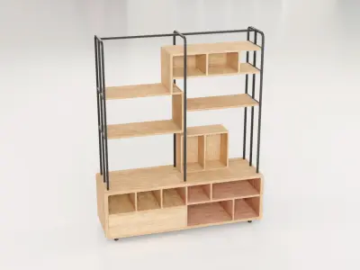 Furniture Modern Shelf 4 Low-poly 3D model
