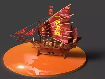 Chinese Junk Boat  Low-poly 3D model from CGTrader