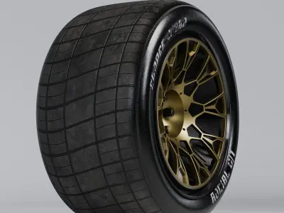 Custom wheel with racing tires 3D model