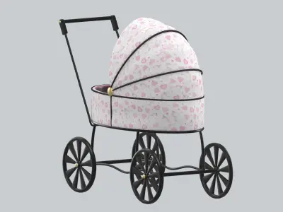 Doll carriage Dolls and their accessorizes  PBR model Low-poly 3D model
