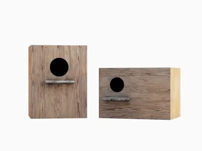 Wooden Birdhouse E 03 Low-poly 3D model