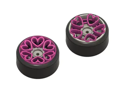 Custom HEART WHEELS in HW scale 3D print model